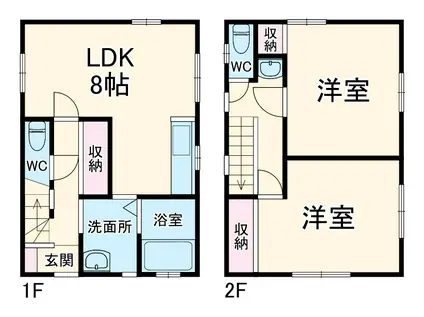 京成電鉄松戸線 滝不動駅 徒歩18分 2階建 築23年(2LDK)の間取り写真