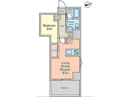 ALIKA曳舟Ⅱ(1LDK/3階)の間取り写真