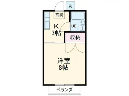 レオハイツ(ワンルーム/1階)の間取り写真