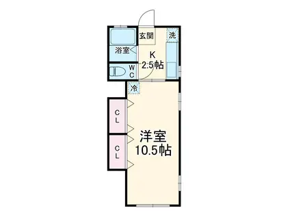 グリーンハイツD(1K/1階)の間取り写真