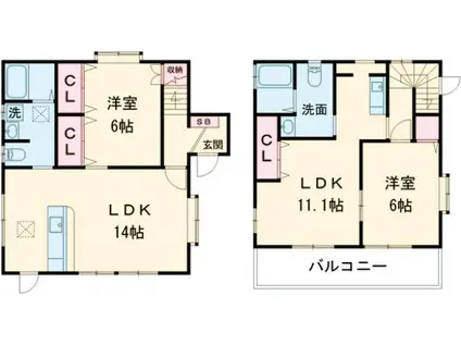 西武池袋・豊島線 ひばりケ丘駅(東京) 徒歩14分 2階建 築9年(2LDK)の間取り写真