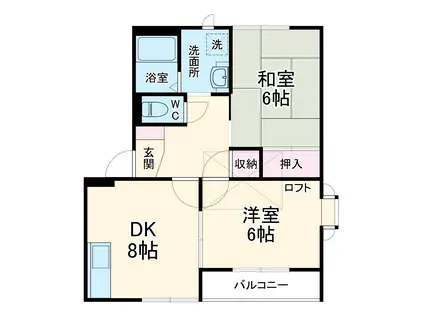 プリティーアイレットⅠ(2DK/1階)の間取り写真
