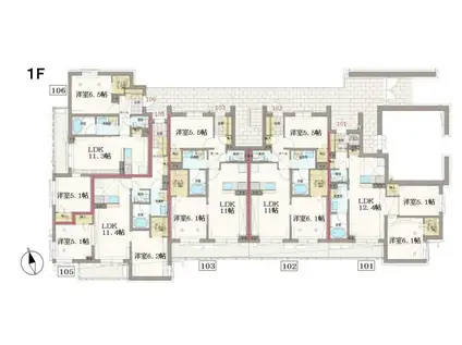 ベルウッドレジデンス2号館(1LDK/1階)の間取り写真