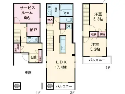 西武池袋・豊島線 中村橋駅 徒歩11分 3階建 築1年(2SLDK)の間取り写真