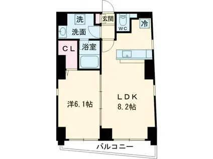 FERIO経堂(1LDK/3階)の間取り写真
