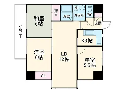 BORAX-TOWER(2LDK/3階)の間取り写真