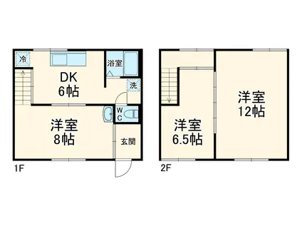 近鉄名古屋線 海山道駅 徒歩10分 2階建 築27年(3DK)の間取り写真