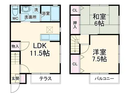 ハイムO・K(2LDK/1階)の間取り写真
