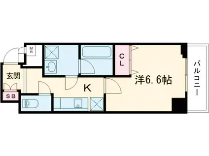 アスヴェル京都二条駅前(1K/2階)の間取り写真