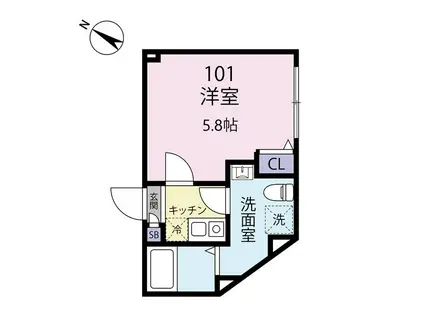 EXENTIA MOTOHASUNUMA(1K/4階)の間取り写真