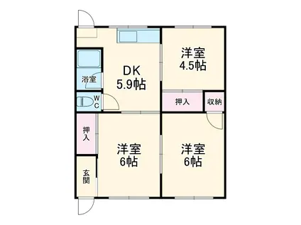 中央本線 春日井駅(JR) 徒歩21分 1階建 築36年(3DK)の間取り写真