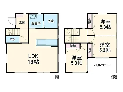 名鉄各務原線 田神駅 徒歩16分 1階建 築2年(3LDK)の間取り写真