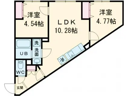 エルファーロ笹塚Ⅲ(2LDK/2階)の間取り写真