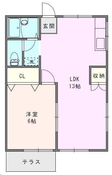 君津ハイツ(1LDK/2階)の間取り写真
