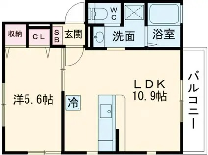 サンライズ大山Ⅱ(1LDK/2階)の間取り写真