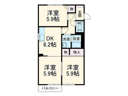 サンハイム(2DK/1階)の間取り写真