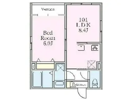 アリエッタ(1LDK/1階)の間取り写真