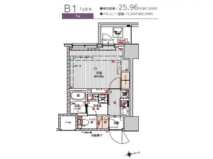 プレシャスハーモニー八王子(1K/2階)の間取り写真