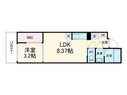 シエーナグランデ四条烏丸(1LDK/1階)の間取り写真