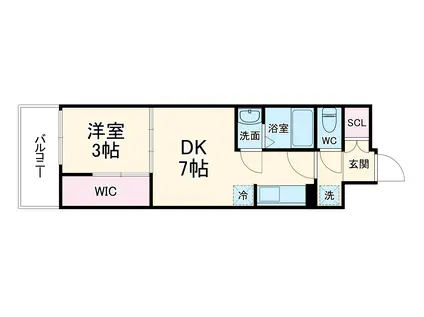 シエーナグランデ四条烏丸(1DK/3階)の間取り写真