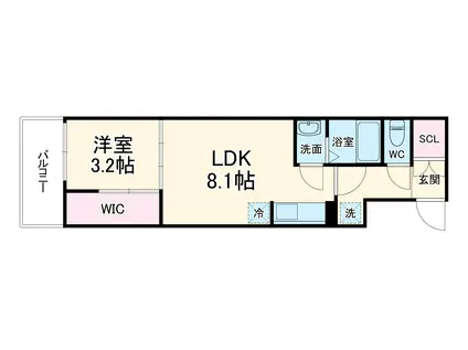 シエーナグランデ四条烏丸(1LDK/3階)の間取り写真