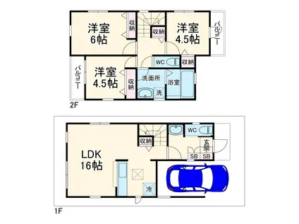 東京地下鉄東西線 原木中山駅 徒歩14分 2階建 築3年(3LDK)の間取り写真