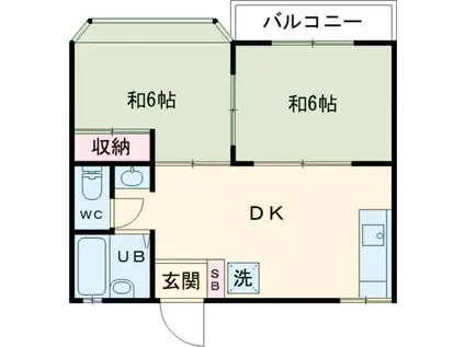 ポートハウスA(2DK/1階)の間取り写真