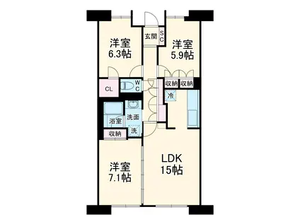 UURコート志木(3LDK/11階)の間取り写真