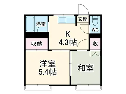 コーポ倉本(2DK/2階)の間取り写真