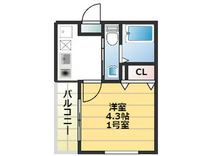 メゾン鳶ヶ丘(1K/1階)の間取り写真