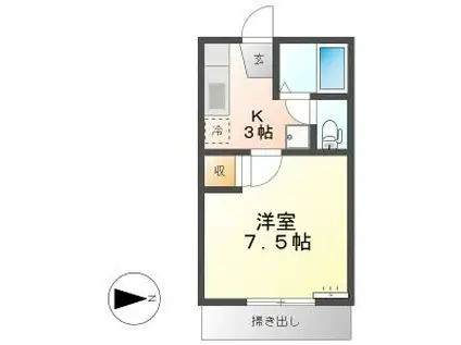 コーポ南金井(1K/1階)の間取り写真