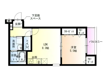 フジパレス春木駅北Ⅲ番館(1LDK/3階)の間取り写真