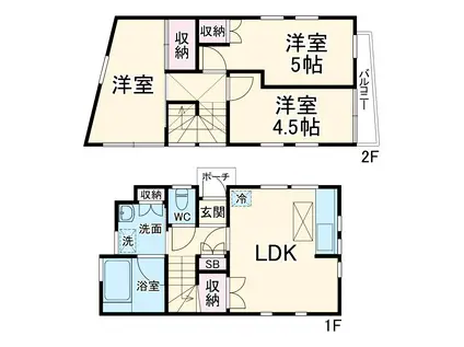 東海道本線 平塚駅 バス乗車時間:19分 纒入口バス停で下車 徒歩1分 2階建 築27年(3DK)の間取り写真