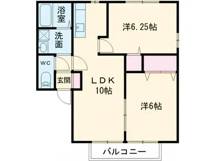 プレミール1(2LDK/2階)の間取り写真
