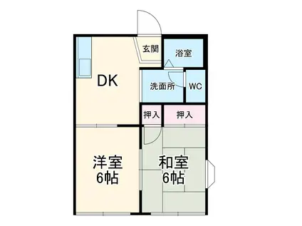 シャルムコーポ(2DK/1階)の間取り写真