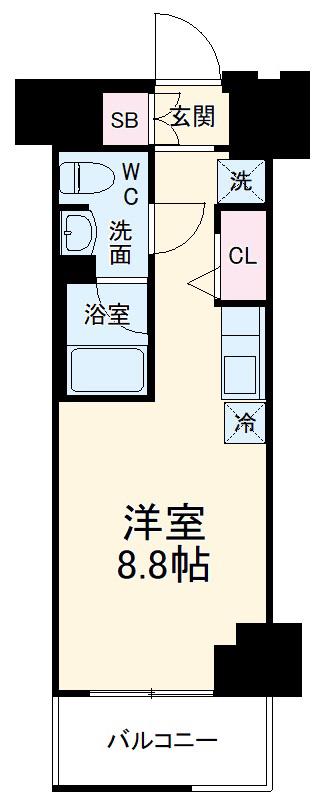 クラリッサ新川崎(ワンルーム/7階)の間取り写真