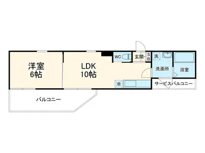 INOVE二子新地(1LDK/4階)の間取り写真