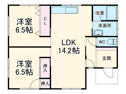 東海道本線 高塚駅 徒歩62分 1階建 築25年(2LDK)の間取り写真