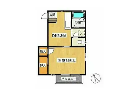 リベラル稲毛(1DK/2階)の間取り写真