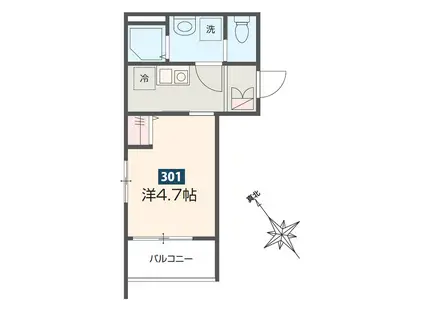 MELLAS京成稲毛(1K/3階)の間取り写真