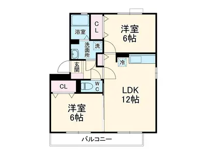 セジュール割石(2LDK/2階)の間取り写真