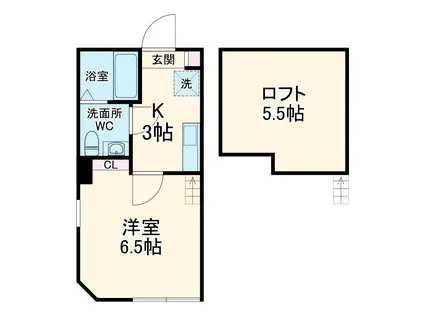 コーストライン西柴(1K/1階)の間取り写真