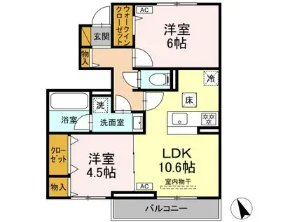 CAMINO COMODO(2LDK/1階)の間取り写真
