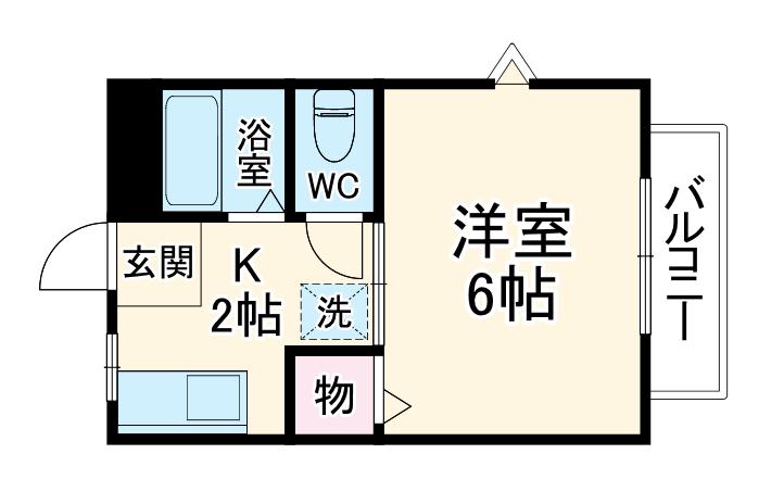 タカケンハイツNO16(1K/2階)の間取り写真