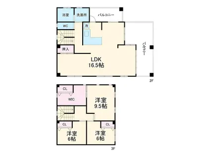 東海道本線 刈谷駅 徒歩20分 3階建 築26年(3LDK)の間取り写真