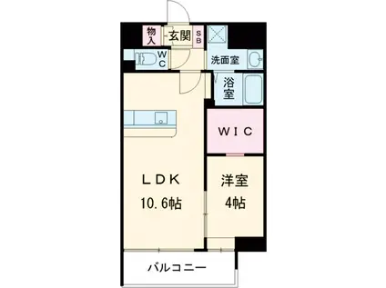 LIBTH高宮Ⅲ(1LDK/6階)の間取り写真
