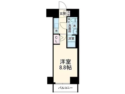 ジェノヴィア大師橋(1K/2階)の間取り写真
