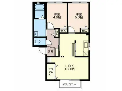 K-ハイツ(2LDK/2階)の間取り写真
