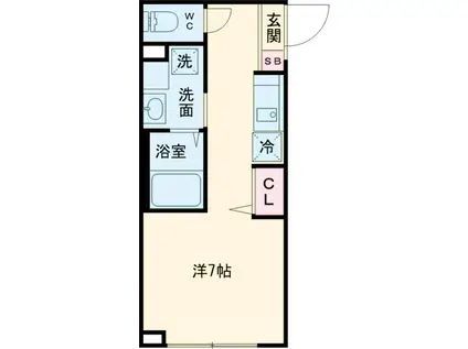 コルビジェⅣ(ワンルーム/1階)の間取り写真