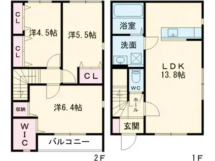 TWIN TERRACE笠原(3LDK/1階)の間取り写真